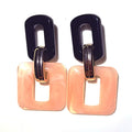 Bohemia Vintage Geometric Resin Dangle Earrings Long Link Chain Drop Earrings Colour Mixture Hollow Square Acrylic Women's FS