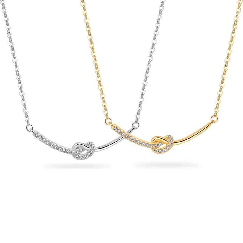 SPJ New Trend Dainty Wear Waterproof 925 Sterling Silver Necklace Cz Cubic Zircon Jewellery Knot Smile S925 Necklaces for Women