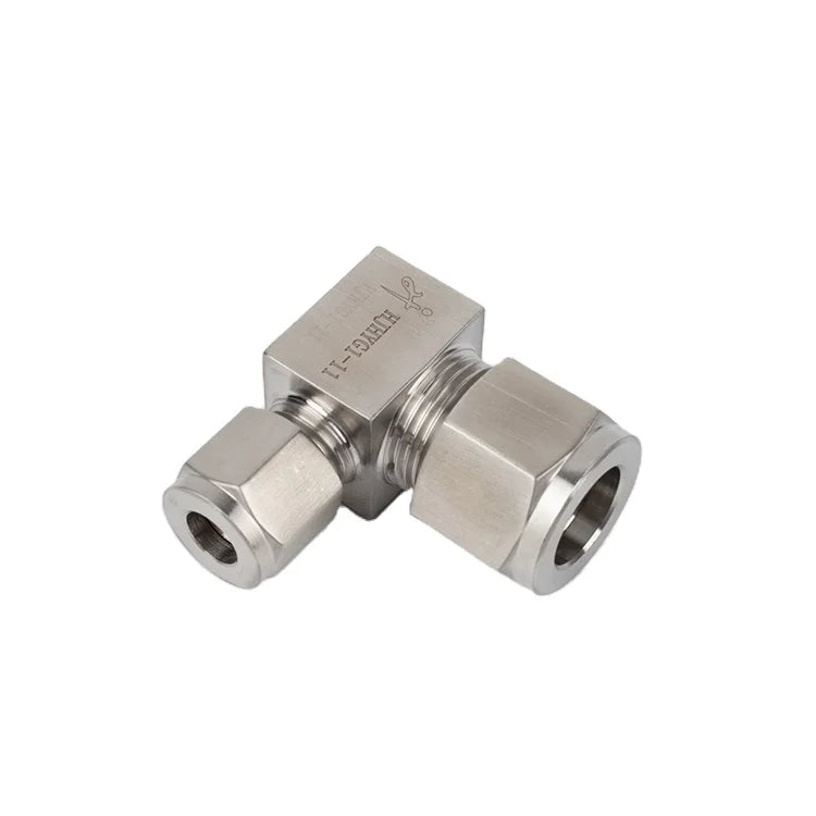 Stainless Steel Instrument Reducing Tubing Union 90 Degree Double Ferrule  Elbow Connector Fitting