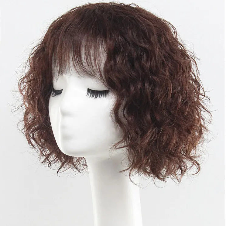 AU Human Hair  Shedding-free Wigs Fluffy  Machine Made Breathable Short Curl Human Hair Wig for Women
