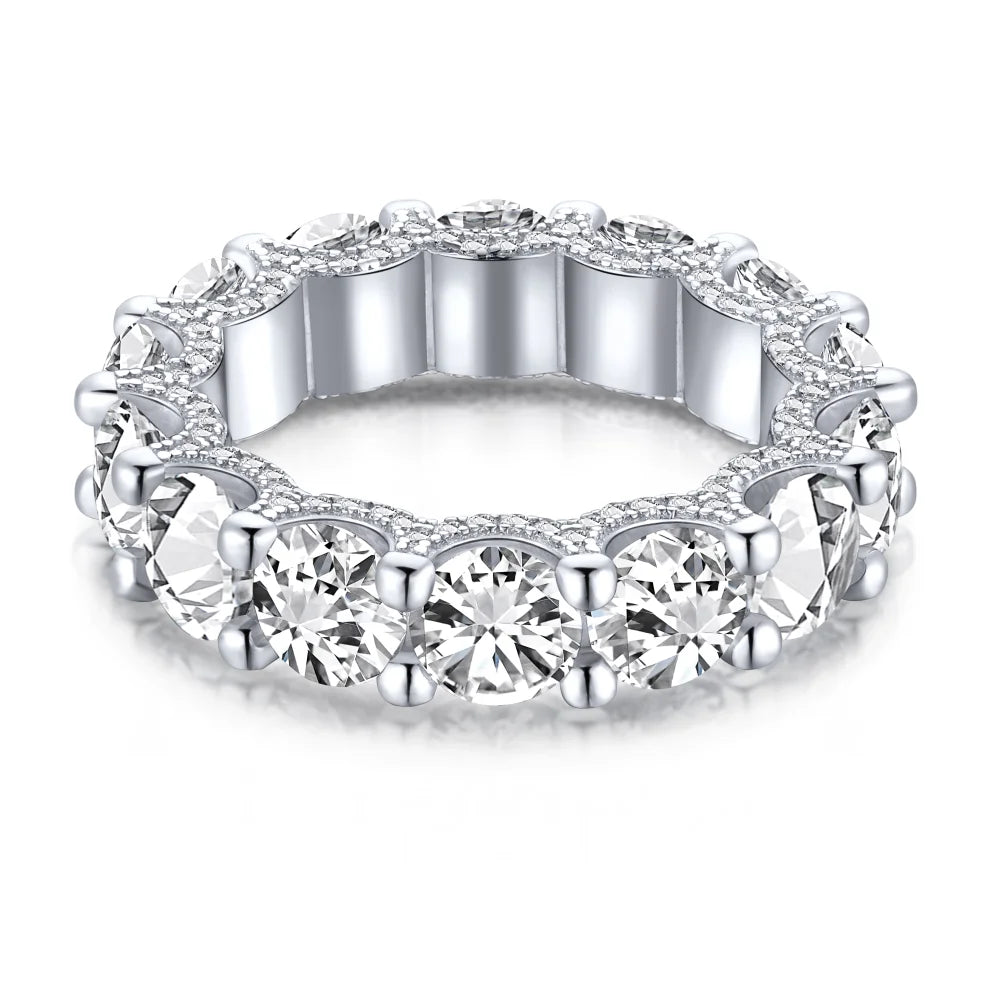 Dylam Fancy Luxury Trendy Double Layered Anniversary Diamond Engagement Wedding Bands CZ 5A S925 Rings