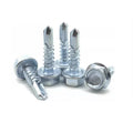 #6 #8 #10 #12 #14 Zinc Plated Steel  Hex Washer Head Self Drilling Tek Screws With Sealing Washers for Metal Roofing