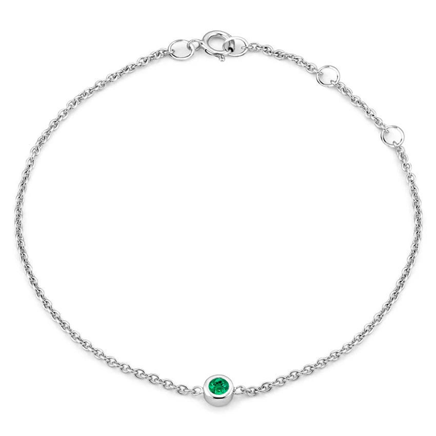 Custom Silver Jewelry New Bracelet Elegant 18K Gold Plated Green Bezel Setting 925 Sterling Silver Chain Bracelets for Girls