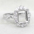 Sterling Silver 8*10mm Semi Mount Ring Square Shape Empty Frame Blank Claws Setting S925 Base Without Center Stone for Inlay DIY
