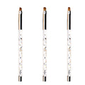 Customized Logo Kolinsky Nylon Hair Silver White Sequins Glitter Acrylic Handle 3pcs Nail Art Brush Set