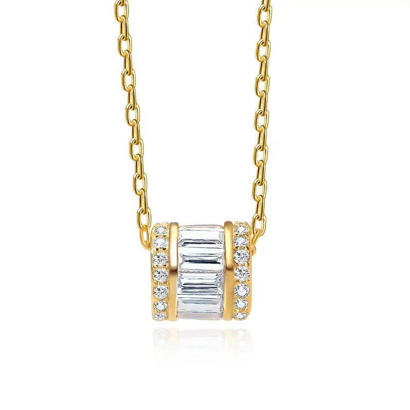 New High-end Design Fashion Party Gold-plated Sterling Silver S925 Full Inlaid Zircon Small Waist Necklace Women's Necklace