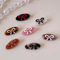 Korean Version Hair Clip with Girlish Heart Design Oval Edge Bow Acetate Material for Bangs for Varying Hair Styles