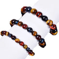Handmade Elastic Cord Natural Healing 8mm 10mm 12mm Round tiger Eye Stone Beads Beaded Bracelet Bangles Jewelry Men