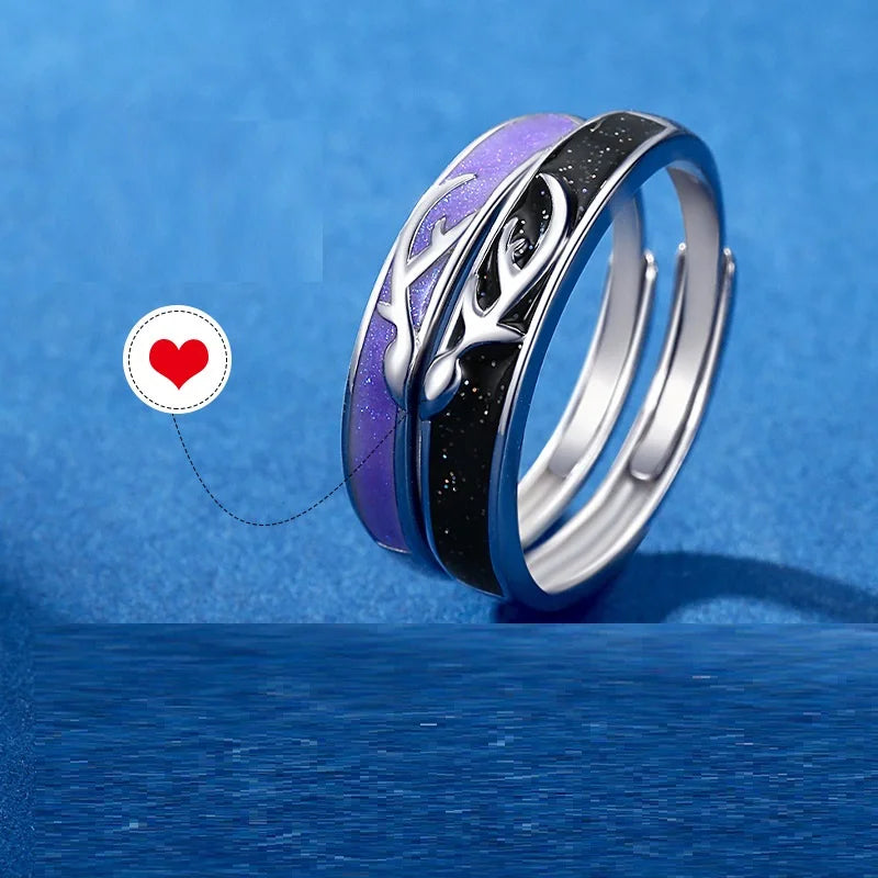 Couple Ring For Wedding Jewelry Valentine's Day Gift Open Adjustable Ring Deer Couple Ring for Men Women