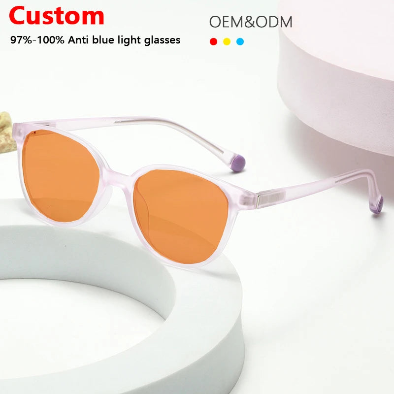 Sunray New Fashion TR90 Optical Frame Unisex Round Candy Colors-Red Orange Yellow Lenses Anti Blue Light Kids Glasses
