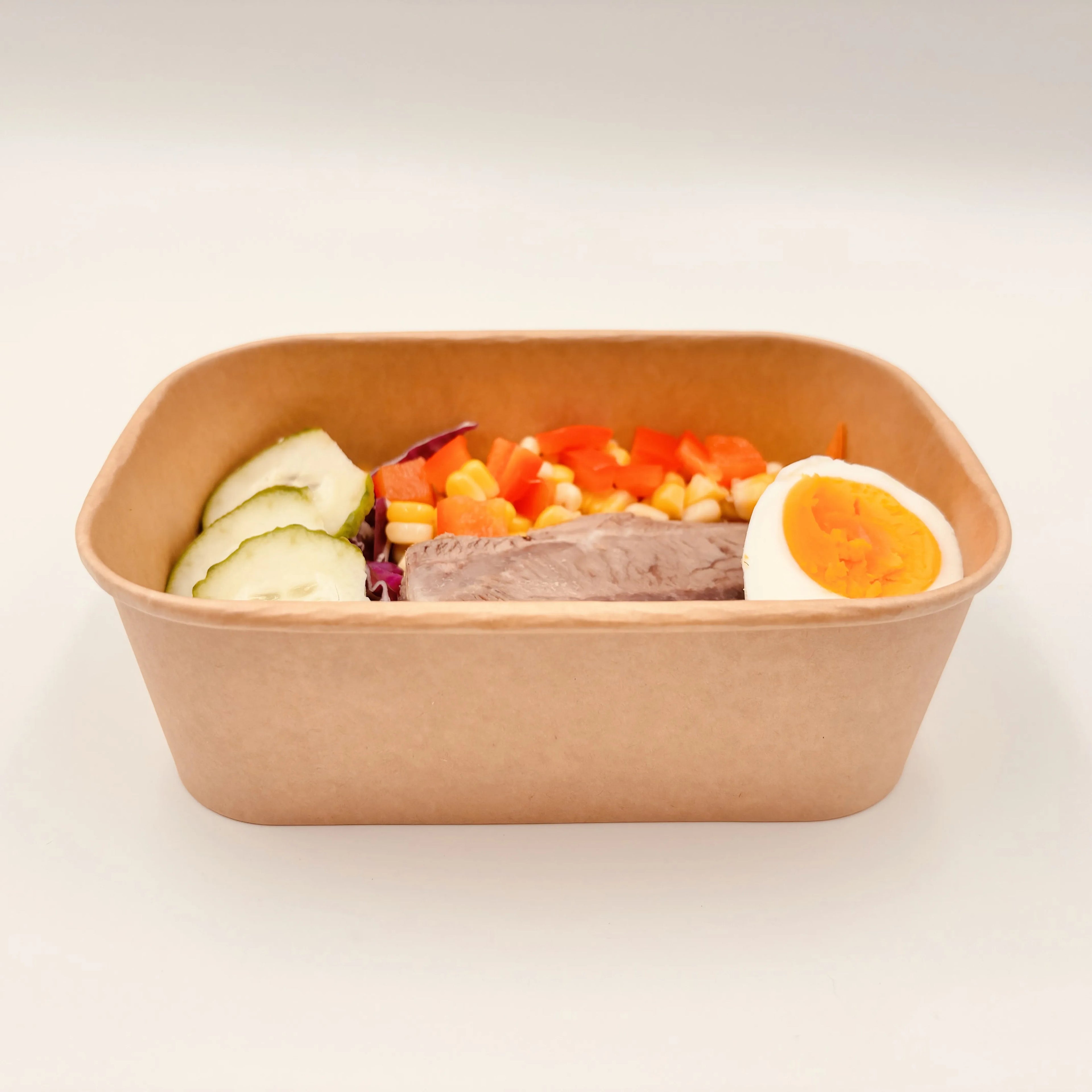 Disposable to Go Lunch Salad Food Kraft Paper Container Paper Packing Takeway Food Box Custom Printed Restaurant Use