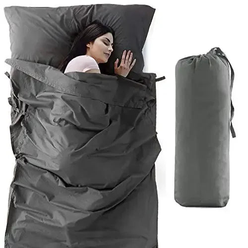 WOQI Lightweight Camping Sheets Travel Sheets Sleeping Bag Liner for Hostel and Travel with Full Length Zipper Sheet Set