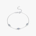 925 Sterling Silver Korea Style Chain Link Fine Jewelry Elegant Blue Clear CZ Adjustable Evil Eyes Charm Bracelet for Women