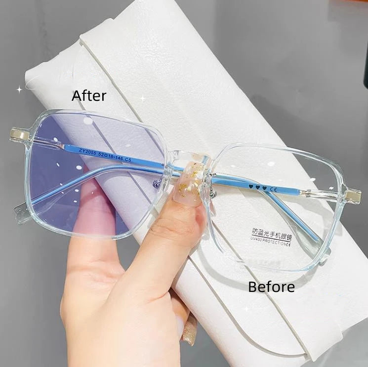 Latest Fashion Large Frame Anti Blue Light Sunglasses for Women Girls Safety Glass Photochromic Plastic PC Lenses Wholesale