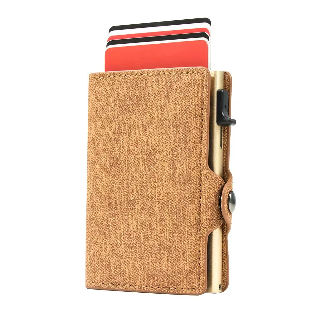 Cowboy Pu Leather Wallet Card Holder for Men Women Mini Wallet with Pop up Aluminium Rfid Bank Card Credit Card Clip
