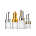 20ml 30ml 1oz 50ml Glass Essential Oil Dropper Vials Gold Silver Press Pipette Lid Cosmetic Frosted Glass Refillable Bottles