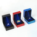 Luxury PU Leather Paperboard Jewelry Packaging Box With Led Light Custom Ring Pendent Necklace Jewelry Gift Box With Logo