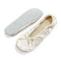 Women's Wedding Gift Shoes for Guest Ballerina Flat Shoes Party Slippers Foldable Gold Satin Ballet Flats With Toweling Insole