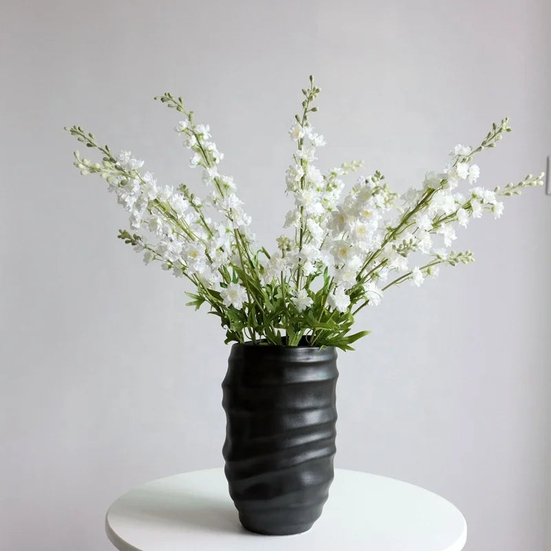 M242 White Ivory Fabric Silk Delphinium Artificial Flower Long Stem Plant Floral Arrangement Fall Decor Consolida Competitive