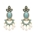 Green Acrylic Gem Faux Pearl Flower Dangle Earrings Tassels Dangle Birthday Jewelry Gifts for Women's Girl