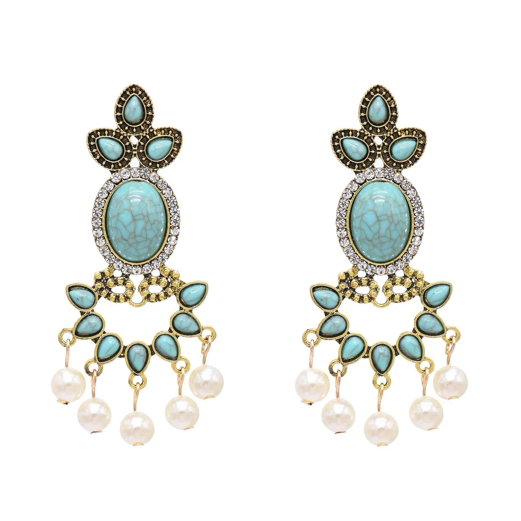 Green Acrylic Gem Faux Pearl Flower Dangle Earrings Tassels Dangle Birthday Jewelry Gifts for Women's Girl