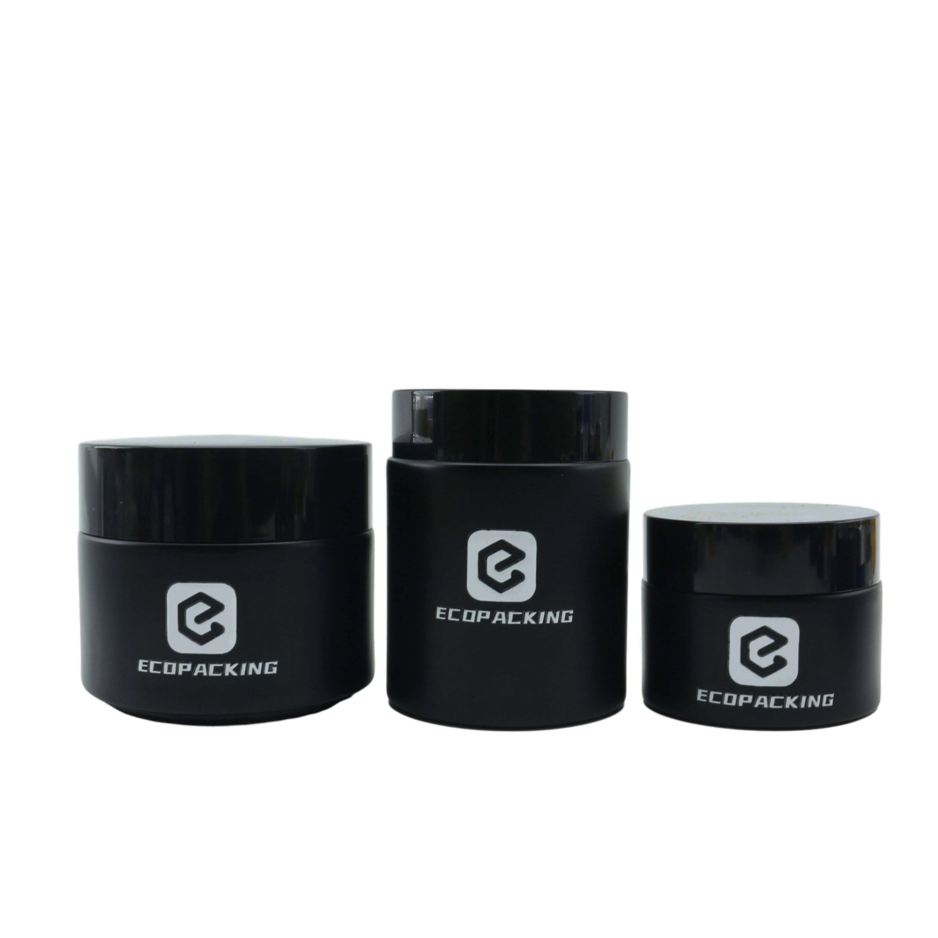 Wholesale Glass Containers Matte Black Glass Cosmetic Jars with Screw  Lid