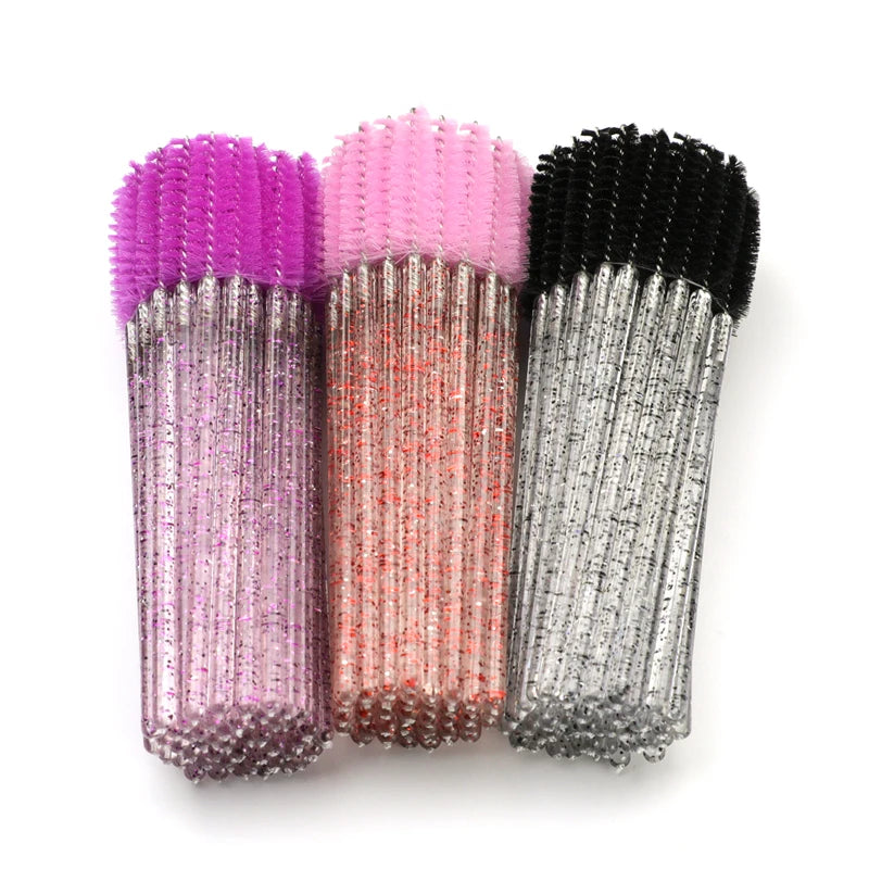 Gold Glitter Eyelash Cleaner Applicator Tool with Disposable Mascara Wand Eye Shadow Brush Lash Extension Tools