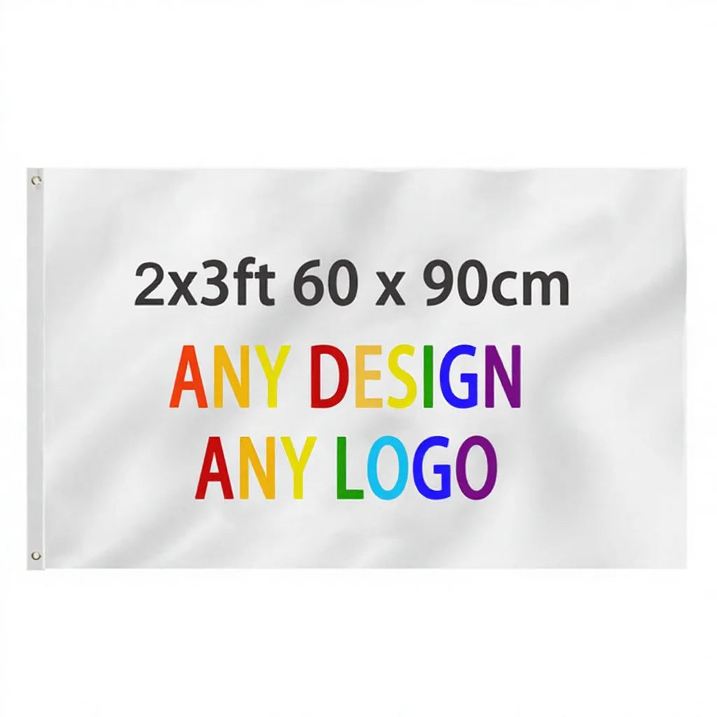 Custom Any Color Any Design Any Logo Digital Printed Quick-Dry 60x90cm with 2 Grommets Polyester Flag