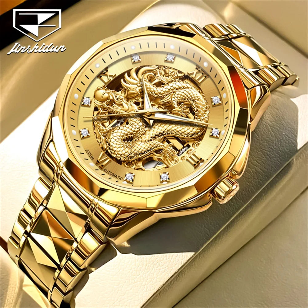 JSDUN 8840 OEM Wholesale Sport Stainless Steel Men Watch Luxury Automatic Watches Mens  Flywheel Design  Mechanical Watch