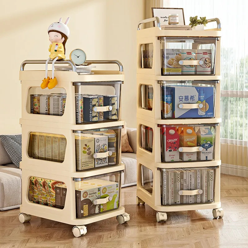 Simple Movable Plastic Snack Toy Storage Rack Household Drawer Type Cabinet Trolley Storage Cart
