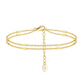 RINNTIN SB201 Sterling Silver Bracelet for Women 925 2 Layered Chain Hand Jewelry Adjustable Silver/Gold Jewelry Gift for Women
