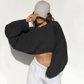 Women Cropped Sweatshirts Crew Sweats Blank Crop t Shirts Custom logo Long Sleeve Spring Clothing Girls Fashion Clothes