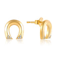 YILUN Gold Plated Horseshoe Stud Earrings 925 Sterling Silver CZ Accents Lucky Charm Horse Shoe Stud Earrings Jewelry for Women