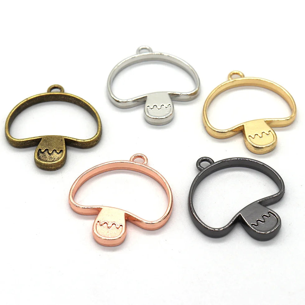 10pcs Mushroom Border Mold Geometric Hollow Metal Frame Bezel Epoxy Resin Pendant Tray for DIY Jewelry Making Accessories
