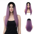 Ombre Color Silky Straight Synthetic Wigs High Temperature Fibre Teal for Black Women Wholesale Offer Daily Wear Party Cosplay