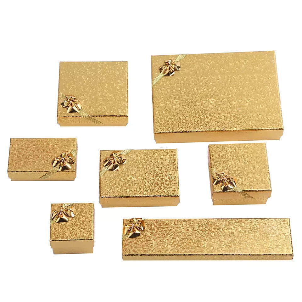 Golden Long Chain Box Wholesale Paper Cardboard Jewelry Packaging Classical Gold Paper Jewelry Box
