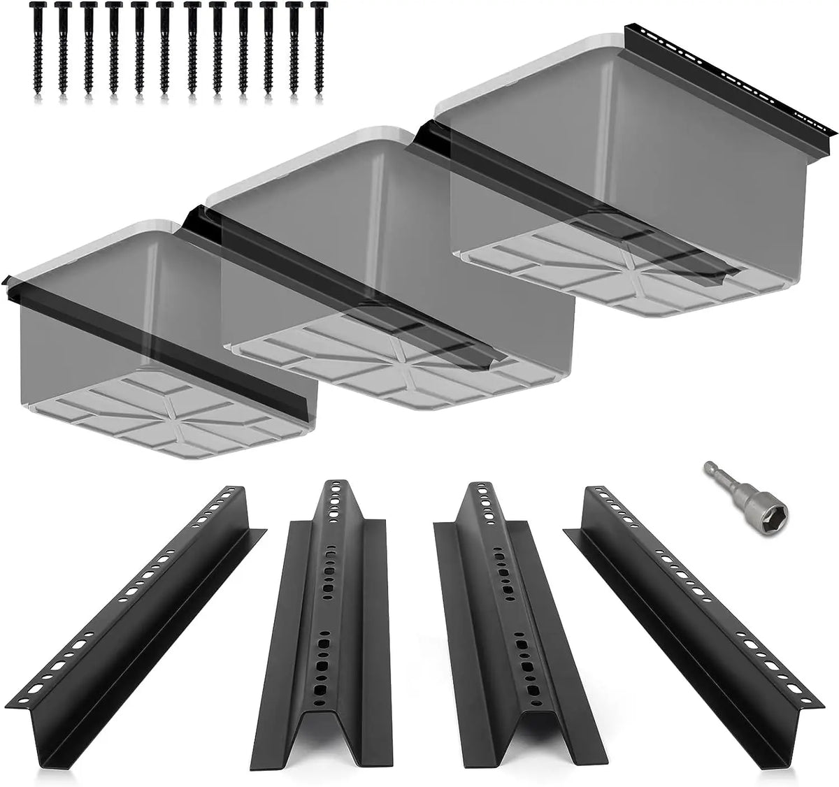 Premium Overhead Bin Storage Rack for Tote Slide Overhead Garage System Supports 27 Gallon Storage Bins
