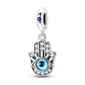 Silver Hand of Fatima Charm Pendant with Zircon Fashion Jewelry for Women's Party Gift