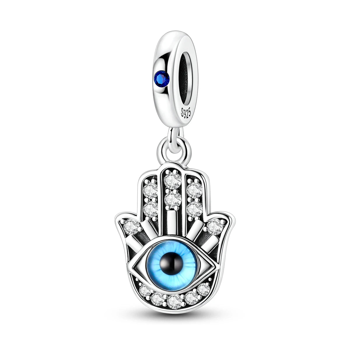 Silver Hand of Fatima Charm Pendant with Zircon Fashion Jewelry for Women's Party Gift