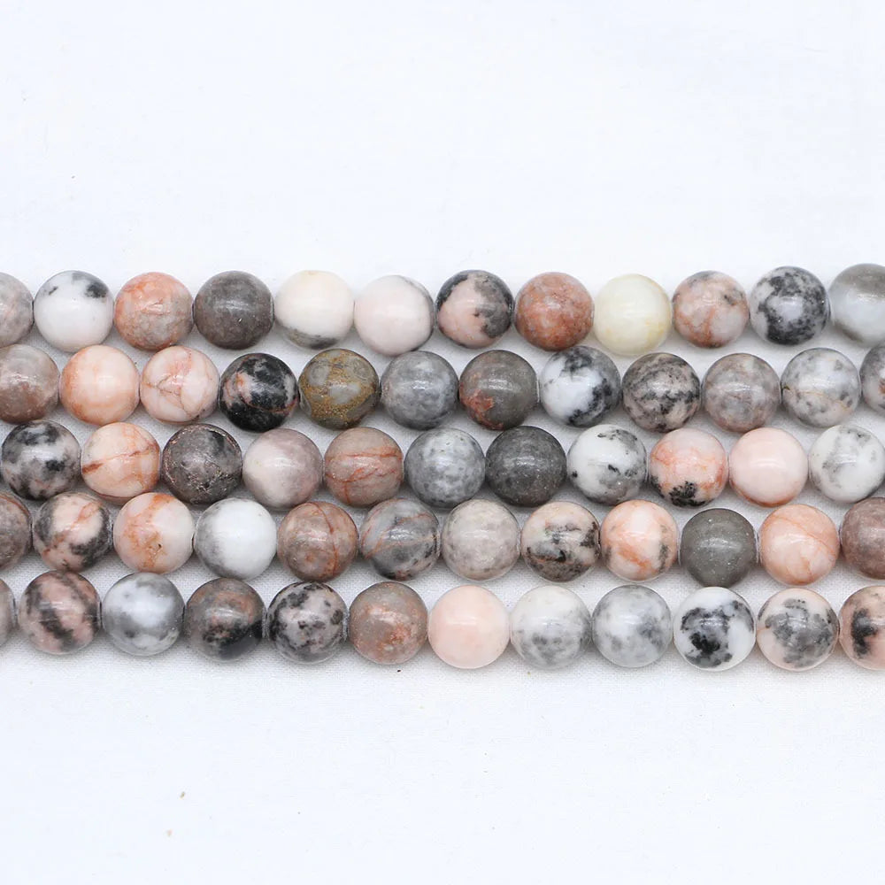 Factory Price Natural Pink Zebra Jasper Stone Round Loose Spacer Beads Natural Matte Gemstone Round Beads for DIY Jewelry Making