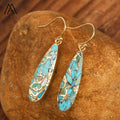Gold Line Turquoise Drop Earrings for Women Various Shapes Fashion Jewelry for Weddings and Parties