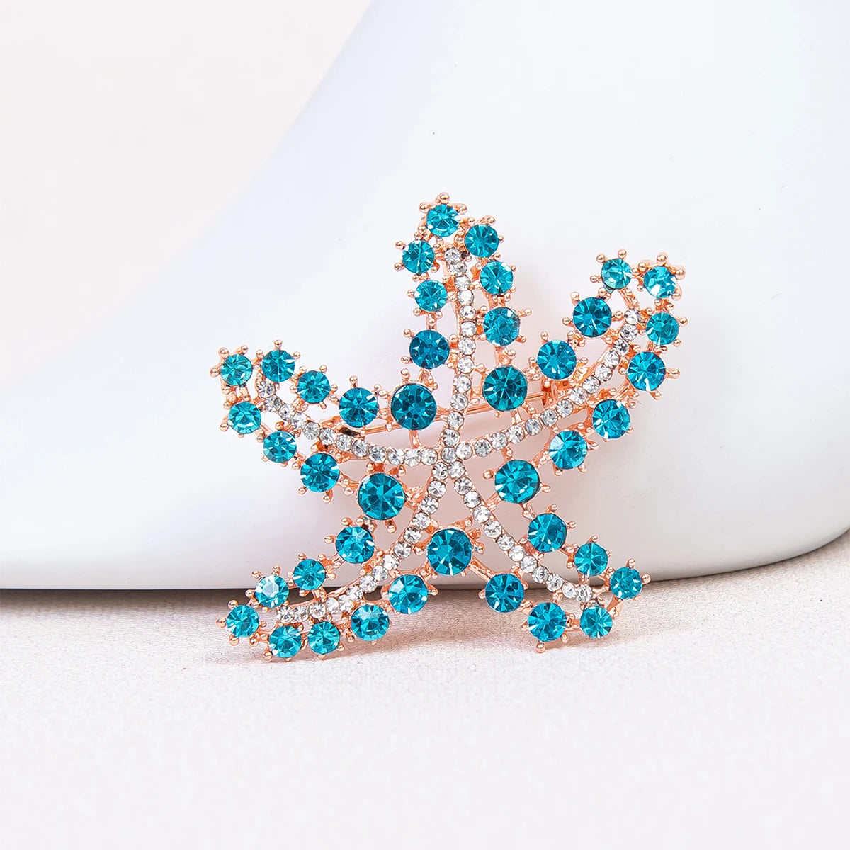 Creative Jewelry Diamond Animal Starfish Brooches Colorful Crystal Rhinestone Starfish Brooch for Wedding