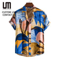 Liu Ming 2025 New Luxury Hawaiian Shirts for Men Fashion Cotton Beach Shirts Casual Short Sleeve Printed Blouses Plus Size Tops