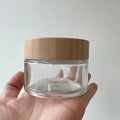Luxury Body Butter Jars Clear Glass with Bamboo Cosmetic Skin Care Customize Container for Cosmetics