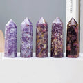 Wholesale Reiki Column Quartz Gemstone Natural Point plum Blossom Tourmaline Tower for Healing