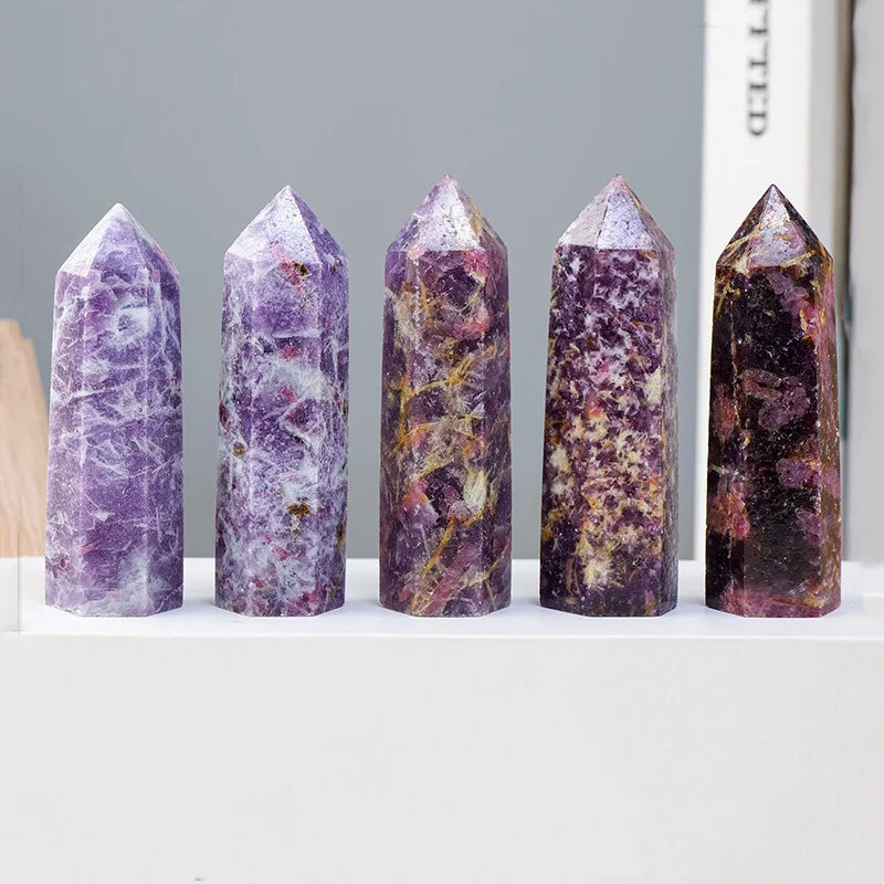 Wholesale Reiki Column Quartz Gemstone Natural Point plum Blossom Tourmaline Tower for Healing