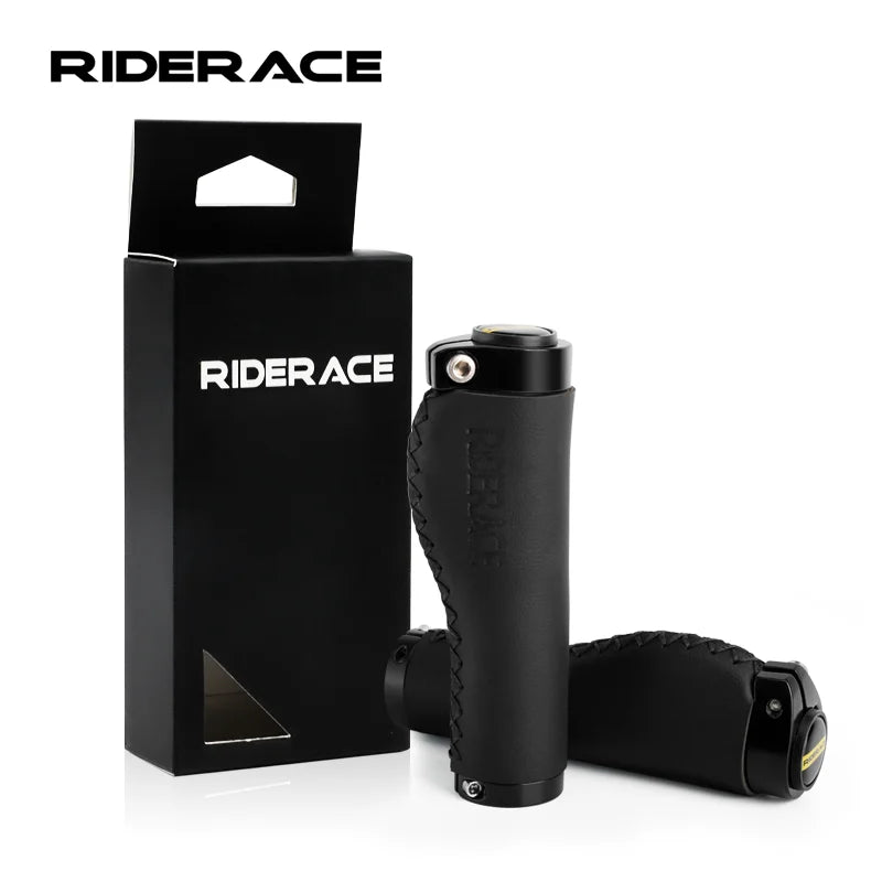 RIDERACE Mountain Bicycle Vintage Grips Retro Cowhide MTB Bike Handle Bars Durable Outdoor Cycling Leather Handlebar Parts