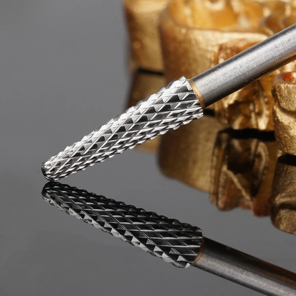 3.1mm Small Cone Bit 3/32" Rotary Manicure Tool Tungsten Carbide Nail Drill Bit Acrylic Gel Nail Polishing Remove Milling Cutter