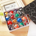 Luck Black No 8 Ball Keychain 16 PCS Box Set 30 25 mm Pool Billiards Keychain Car Bag Pendant Promotional Gifts Ball Key Chains