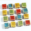 Creative  16*8mm Colorful Clay Beaded Handmade Irregular Square Loose Beads Charm for DIY Jewelry Making Accessories